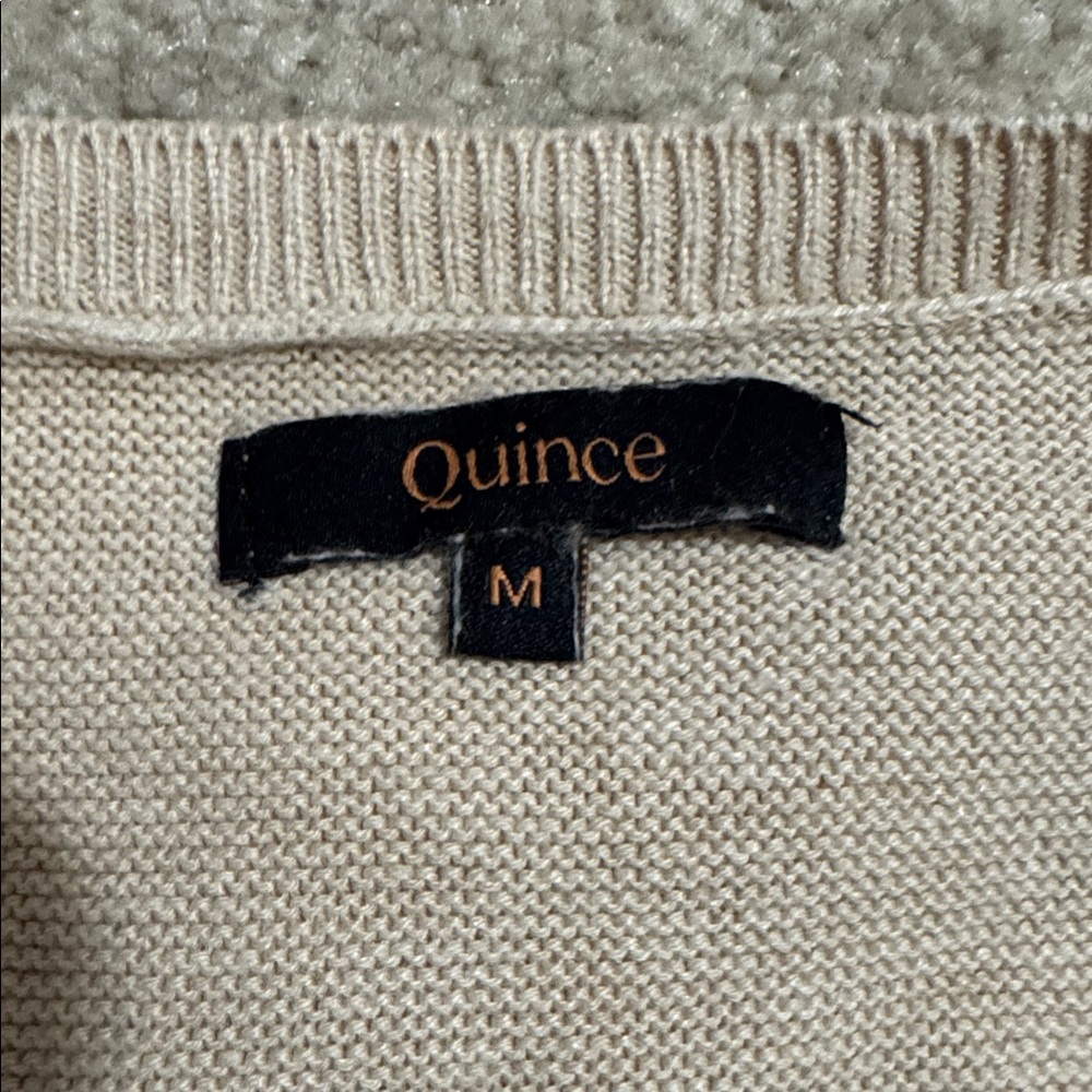 Quince Lightweight Cotton Cashmere Link-Stitch Dolman Sweater Heather Oatmeal-M - Picture 8 of 8